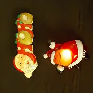 Light Up Sant Brooch & Santa Hair Barrette